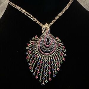 Kohl's 18K Gold plate over   Stirling Silver Peacock Pendant Necklace NWT